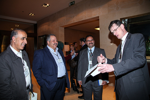 At the Sahara Forest Project's high level seminar in Jordan in 2012. HE Malek Kabariti (no 2 from the left) and Bill Watts, Board member and Director, Sahara Forest Project (right)